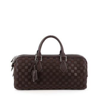 Louis Vuitton Speedy Cube Bag Damier Leather and Velvet East West Black