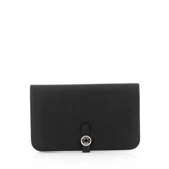 Hermes Dogon Combined Wallet Leather Black 1821918