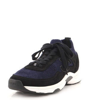 Chanel Women's CC Low-Top Sneakers Suede and Knit Fabric