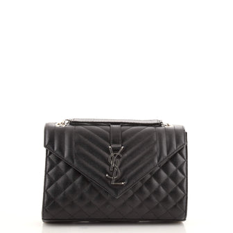 Saint Laurent Classic Monogram Envelope Satchel Mixed Matelasse Leather Medium