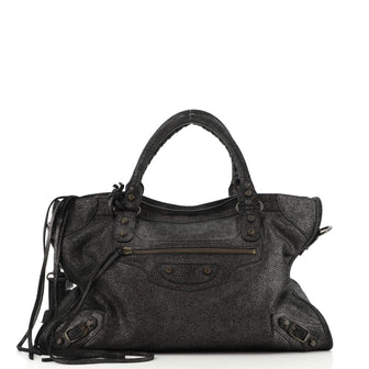 Balenciaga City Classic Studs Bag Craquele Suede Medium