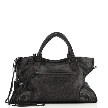 Balenciaga City Classic Studs Bag Craquele Suede Medium
