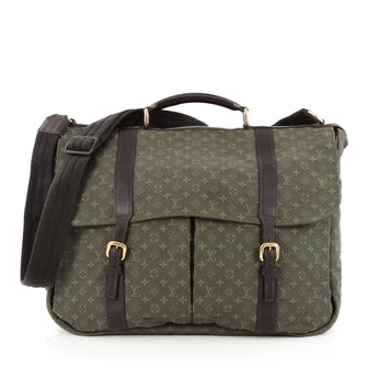 Louis Vuitton Sac Maman Handbag Mini Lin Green 1822114