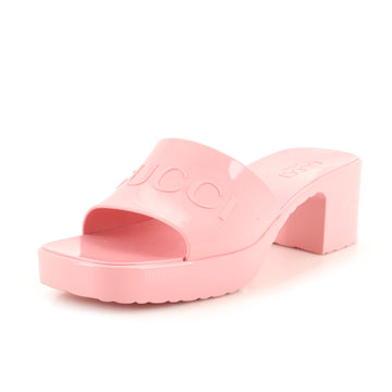 Gucci Women's Logo Heeled Slide Sandals Rubber