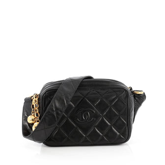 Chanel Vintage Diamond CC Camera Bag Quilted Leather Small Black 1822401