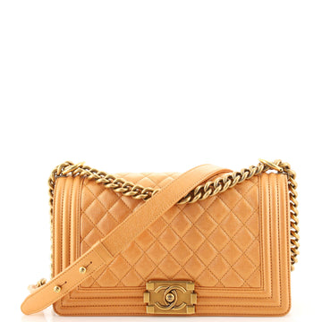 Chanel Boy Flap Bag Quilted Metallic Calfskin Old Medium