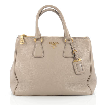 Prada Double Zip Tote Vitello Daino Medium Gray