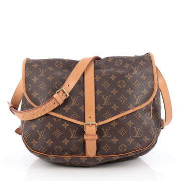 Louis Vuitton Saumur Handbag Monogram Canvas GM Brown