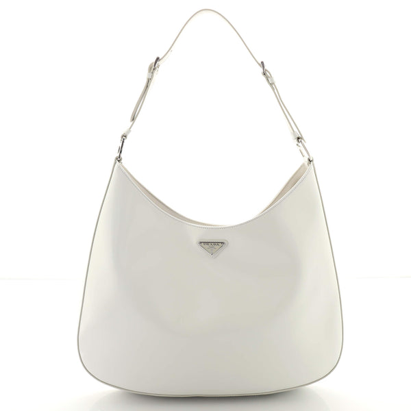 Prada, Bags, Prada Cleo Shoulder Bag Spazzolato Leather Maxi White