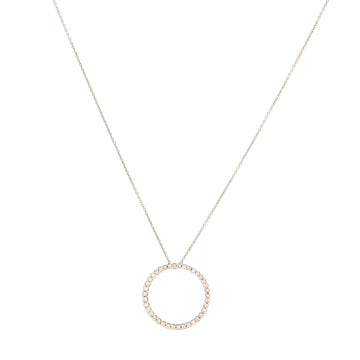 Roberto Coin Tiny Treasures Circle of Life Pendant Necklace 18K White Gold with Diamonds Medium