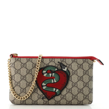 Gucci Chain Wristlet Wallet GG Coated Canvas with Applique