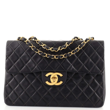 Chanel Vintage Classic Single Flap Bag Quilted Lambskin Maxi