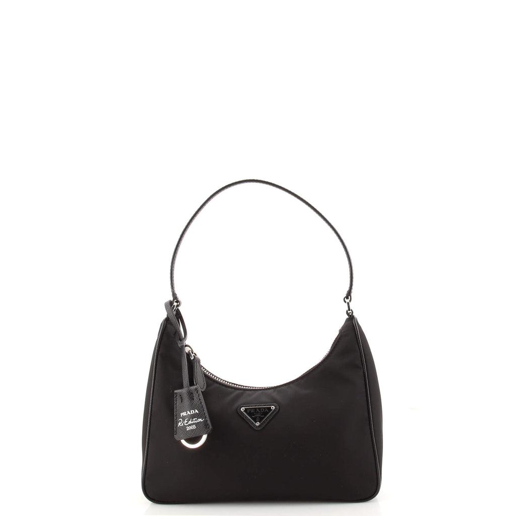 Black Prada Re-edition Saffiano Leather Mini Bag