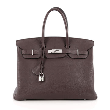 Hermes Birkin Handbag Brown Togo with Palladium Hardware 35 Brown