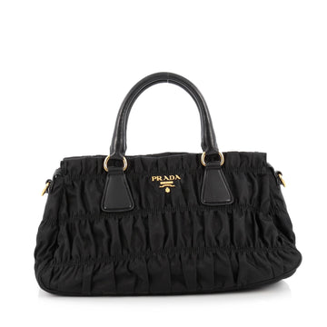 Prada Gaufre Convertible Satchel Tessuto Medium Black 1823704