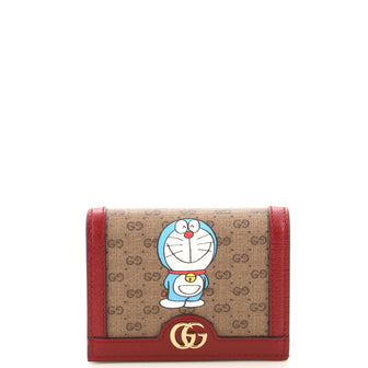 Gucci Doraemon Flap Card Case Printed Mini GG Coated Canvas