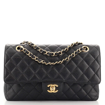 Chanel Classic Double Flap Bag Quilted Caviar Medium Black 1823831