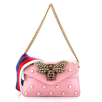 Gucci Broadway Pearly Bee Shoulder Bag Embellished Leather Mini