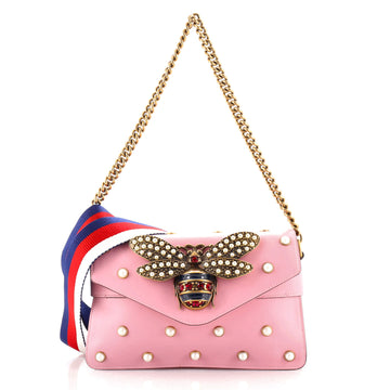 Gucci Broadway Pearly Bee Shoulder Bag Embellished Leather Mini