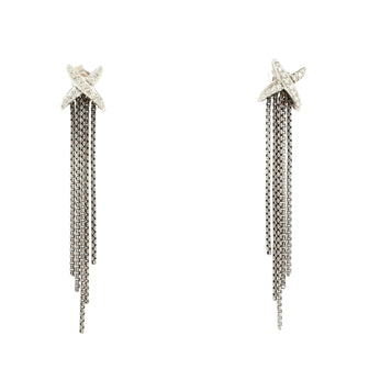 David Yurman X Chain Tassel Drop Earrings Metal with Crystals