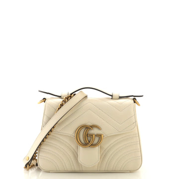 Gucci GG Marmont Top Handle Flap Bag Matelasse Leather Mini