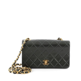 Chanel Vintage 3 Way Full Flap Bag Quilted Lambskin Mini Black