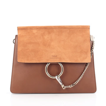 Chloe Faye Shoulder Bag Leather and Suede Medium Brown