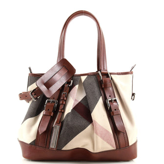 Burberry Lowry Convertible Tote Mega Check Canvas Medium