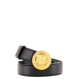 Versace Classic Medusa Round Buckle Belt Leather Wide