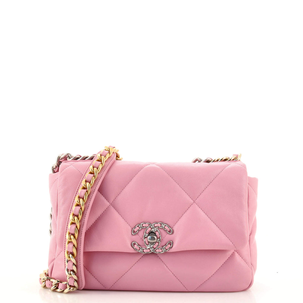 Chanel 19 Flap Bag Quilted Leather Medium Pink 1824751
