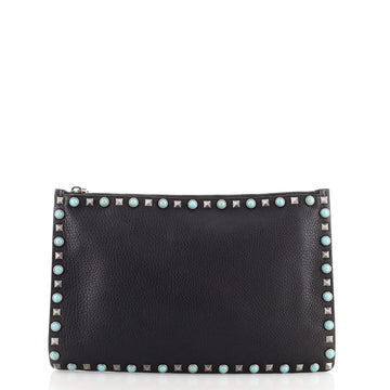 Valentino Garavani Rolling Rockstud Pouch Calfskin Large