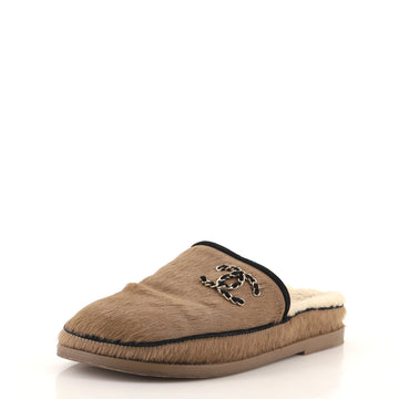 Chanel Women's Chain CC Mules Pony Hair and Shearling