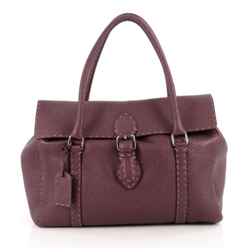 Fendi Selleria Linda Satchel Pebbled Leather Medium Purple 1825801