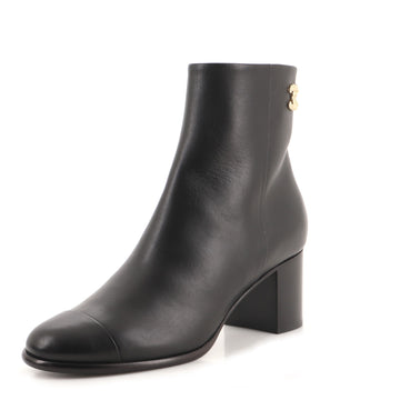Chanel Women's CC Cap Toe Ankle Boots Leather