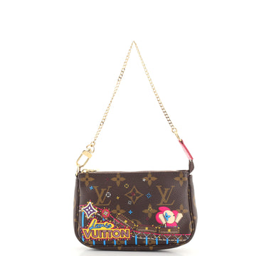 Louis Vuitton Pochette Accessoires Limited Edition Vivienne Xmas Monogram Canvas Mini
