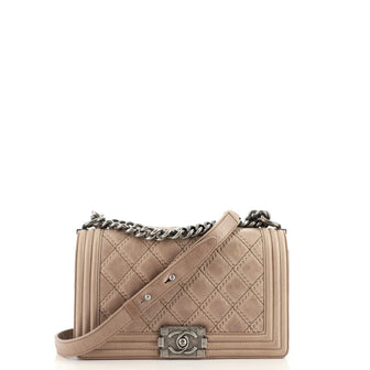 Chanel Double Stitch Boy Flap Bag Quilted Calfskin Old Medium