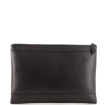 Balenciaga Navy Zip Pouch Leather Medium