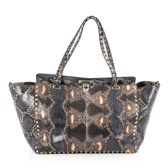 Valentino Rockstud Tote Python Large Blue 1826802
