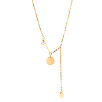 Hermes Ex-Libris Pendant Necklace 18K Rose Gold with Diamond Very Small