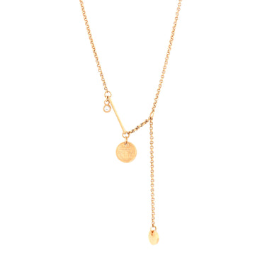 Hermes Ex-Libris Pendant Necklace 18K Rose Gold with Diamond Very Small