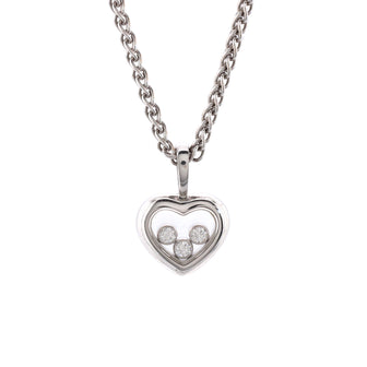 Chopard Happy Diamonds 3 Diamond Heart Pendant Necklace 18K White Gold and Diamonds