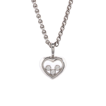 Chopard Happy Diamonds 3 Diamond Heart Pendant Necklace 18K White Gold and Diamonds