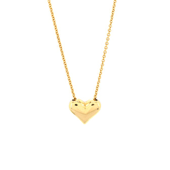 Tiffany & Co. Puff Heart Pendant Necklace 18K Yellow Gold Large