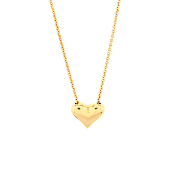 Tiffany & Co. Puff Heart Pendant Necklace 18K Yellow Gold Large