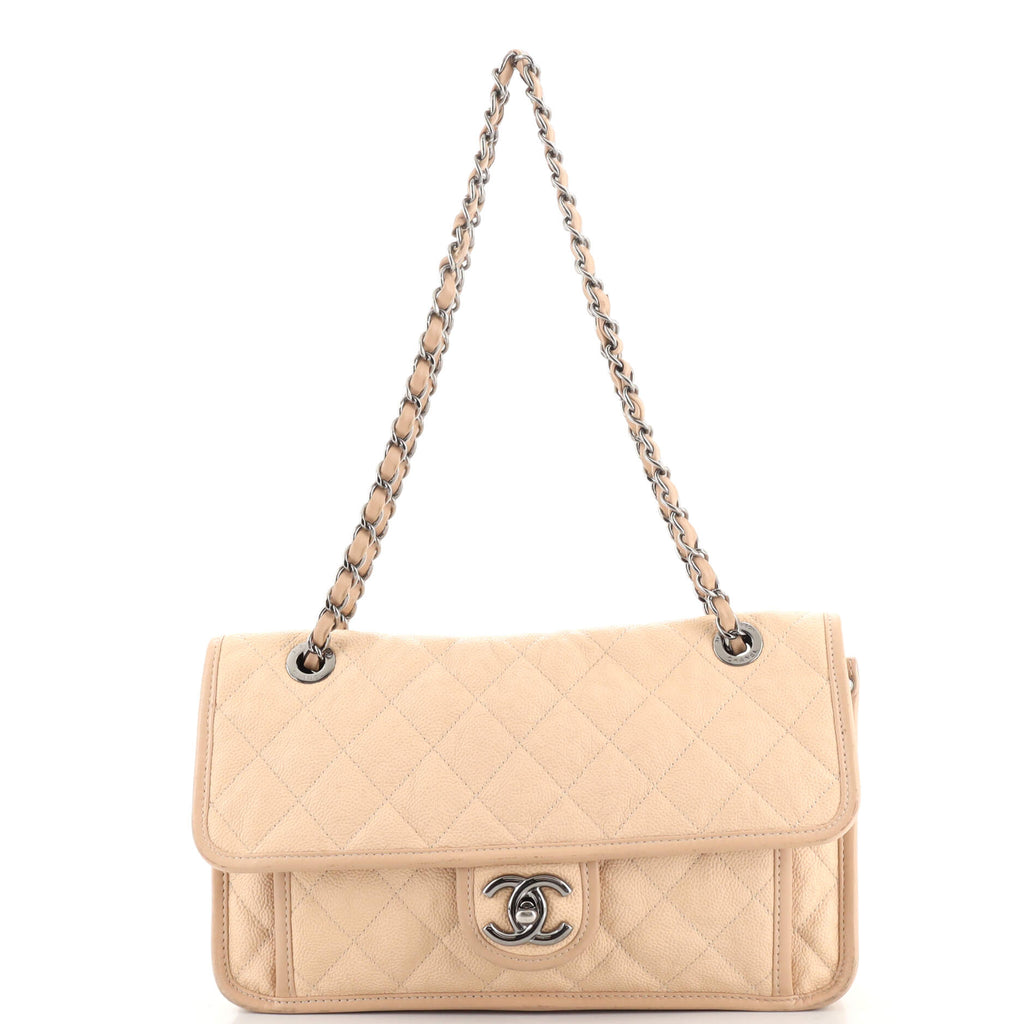 CHANEL Caviar Quilted Medium French Riviera Flap Beige 1021435