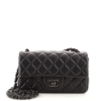 Chanel So Black Classic Single Flap Bag Quilted Lambskin Mini