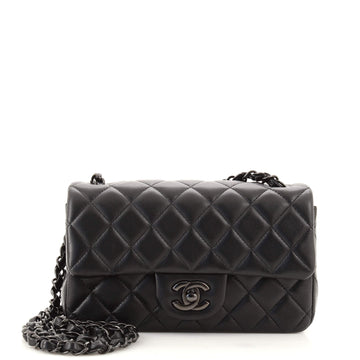 Chanel So Black Classic Single Flap Bag Quilted Lambskin Mini