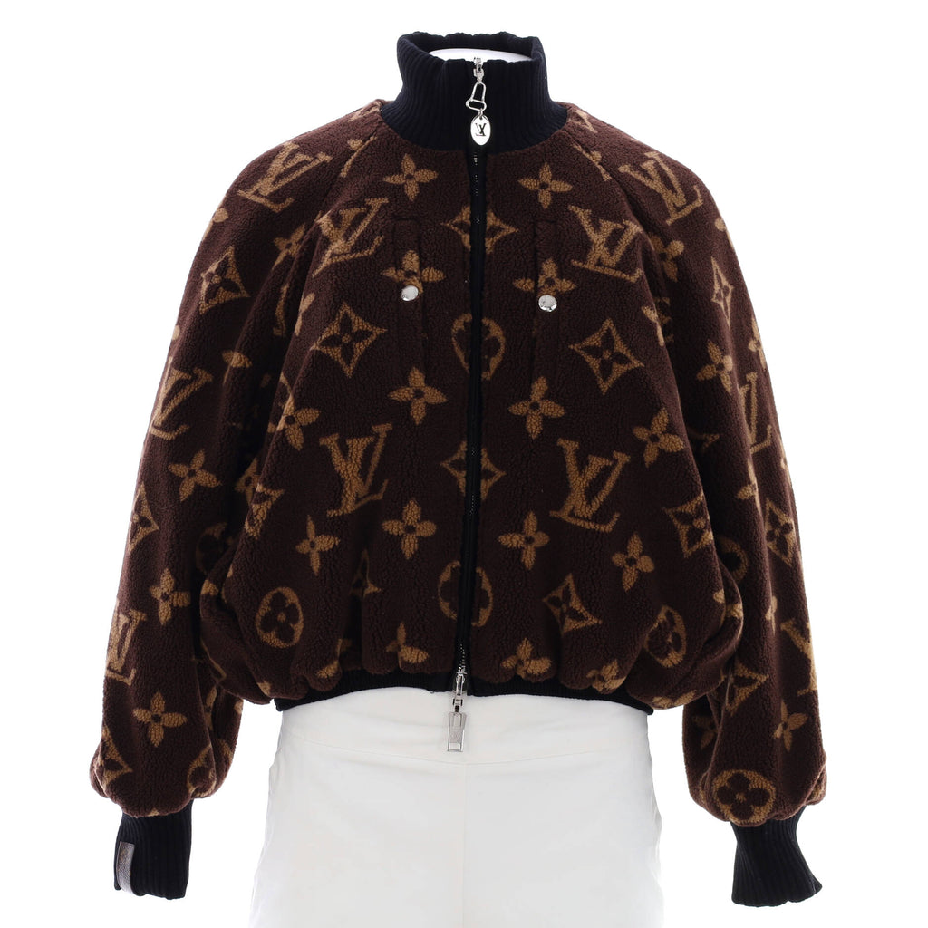 Louis Vuitton Women's Reversible Cocoon Bomber Jacket Monogram Fleece Brown  182740110