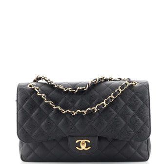 Chanel Classic Double Flap Bag Quilted Caviar Jumbo