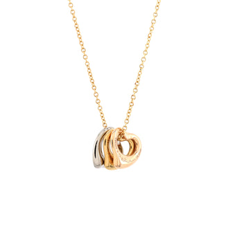 Tiffany & Co. Elsa Peretti Triple Open Heart Pendant Necklace 18K Tricolor Gold
